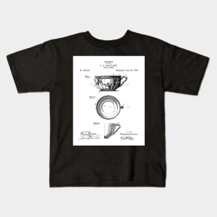Tea Cup Patent - Tea Coffee Lover Home Kitchen Decor Art - White Kids T-Shirt